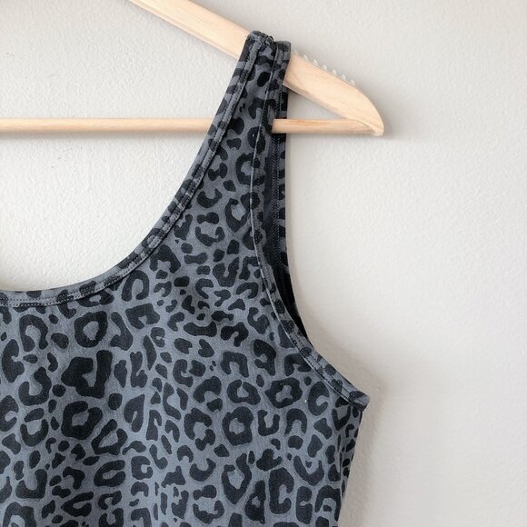 Aritzia TNA bodysuit top Large animal print tank top women’s grey black - Picture 6 of 15